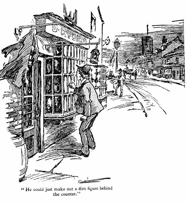 'he Could Just Make out a Dim Figure Behind the Counter.' 